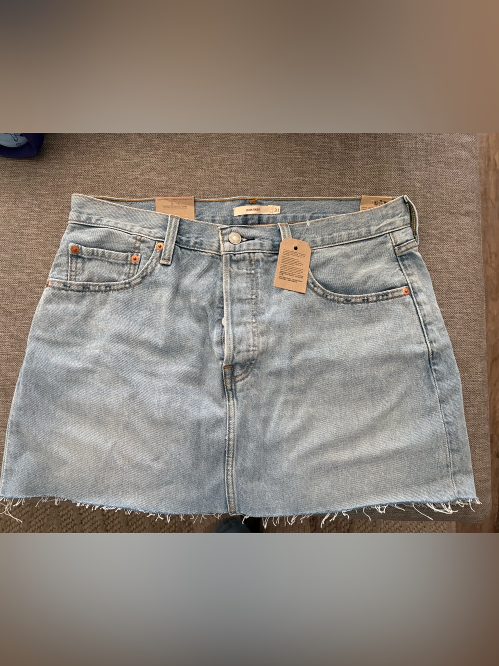 Levi's Light Blue Icon Denim Skirt with Leather Patch